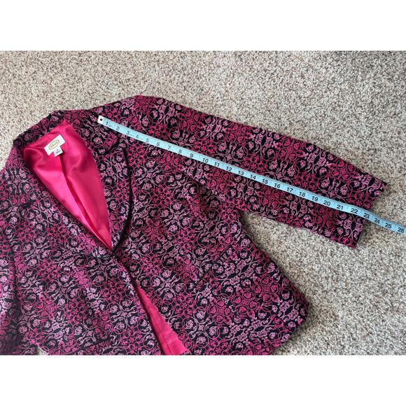 Embroidered Pink & Black Talbots Jacket, size Women's 16, Hook & Eye Closure - Picture 5 of 11